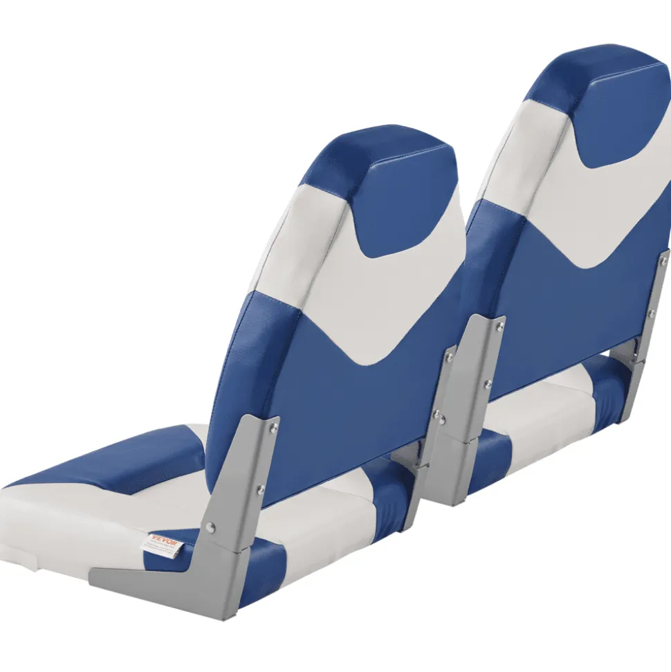 VEVOR Boat Seats, 21.85" High Back Boat Seat, Folding Boat Chair with Thickened Sponge Padding and Hinge, Fold-Down Boat Captain Chairs for Fishing Boat, Sightseeing Boat, Speedboat, Canoe, 2-Pack