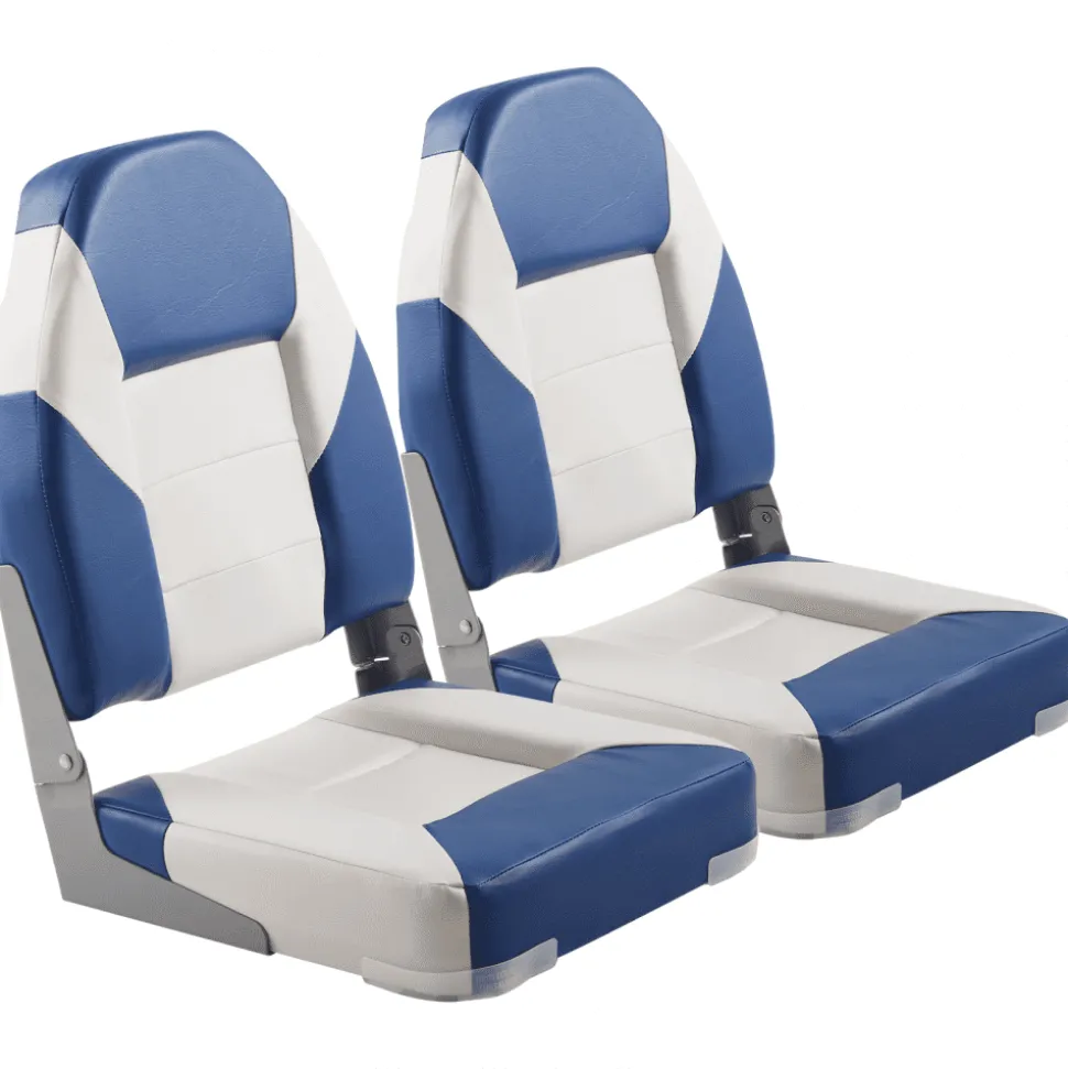VEVOR Boat Seats, 21.85" High Back Boat Seat, Folding Boat Chair with Thickened Sponge Padding and Hinge, Fold-Down Boat Captain Chairs for Fishing Boat, Sightseeing Boat, Speedboat, Canoe, 2-Pack