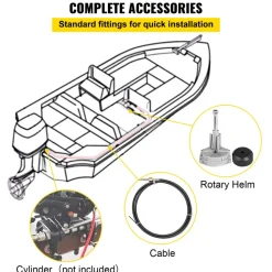 VEVOR Boat Steering System, Outboard Steering Kit with Boat Steering Control Cable 14' Steering Cable Marine Steering System 3/4