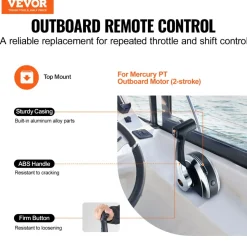 VEVOR Boat Throttle Control, 8M0059686 Top-Mounted Outboard Remote Control Box for Mercury PT 2-Stroke, Marine Throttle Control Gear Box with Power Trim Switch