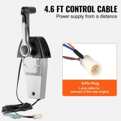 VEVOR Boat Throttle Control, 704-48205-P1 Top-Mounted Outboard Remote Control Box for Yamaha 4-Stroke, Marine Throttle Control Box with Power Trim Switch and 4.6 ft Harness with 5 Pin Connector