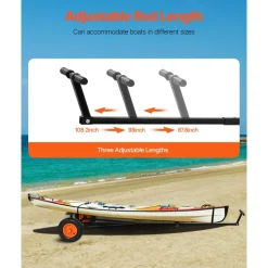VEVOR Boat Trailer Dolly, 420lbs Load Capacity, Carbon Steel Trailer Mover with Adjustable Length, 15.7 in Pneumatic Tires and Nonslip Support Bracket, for Moving Kayak Motorboat Fishing Boat