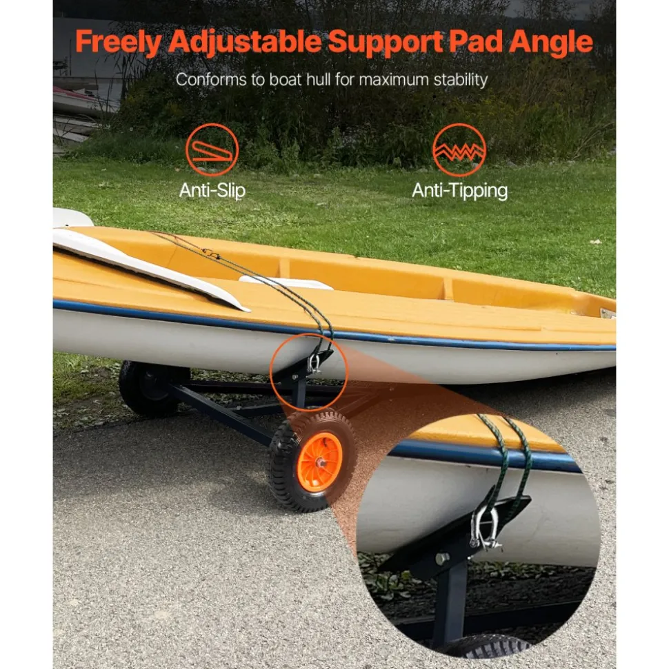 VEVOR Boat Trailer Dolly, 420lbs Load Capacity, Carbon Steel Trailer Mover with Adjustable Length, 15.7 in Pneumatic Tires and Nonslip Support Bracket, for Moving Kayak Motorboat Fishing Boat