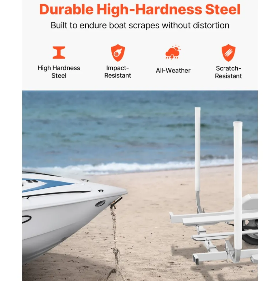 VEVOR Boat Trailer Guide, 48″ Adjustable Design Trailer Guide Poles, 2PCS High-Hardness Steel Trailer Guide-Ons, Trailer Guides with PVC Pipes, for Ski Boat, Fishing Boat or Sailboat Trailer