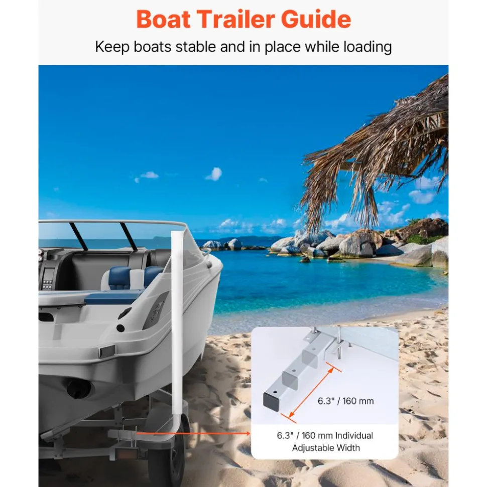 VEVOR Boat Trailer Guide, 48″ Adjustable Design Trailer Guide Poles, 2PCS High-Hardness Steel Trailer Guide-Ons, Trailer Guides with PVC Pipes, for Ski Boat, Fishing Boat or Sailboat Trailer
