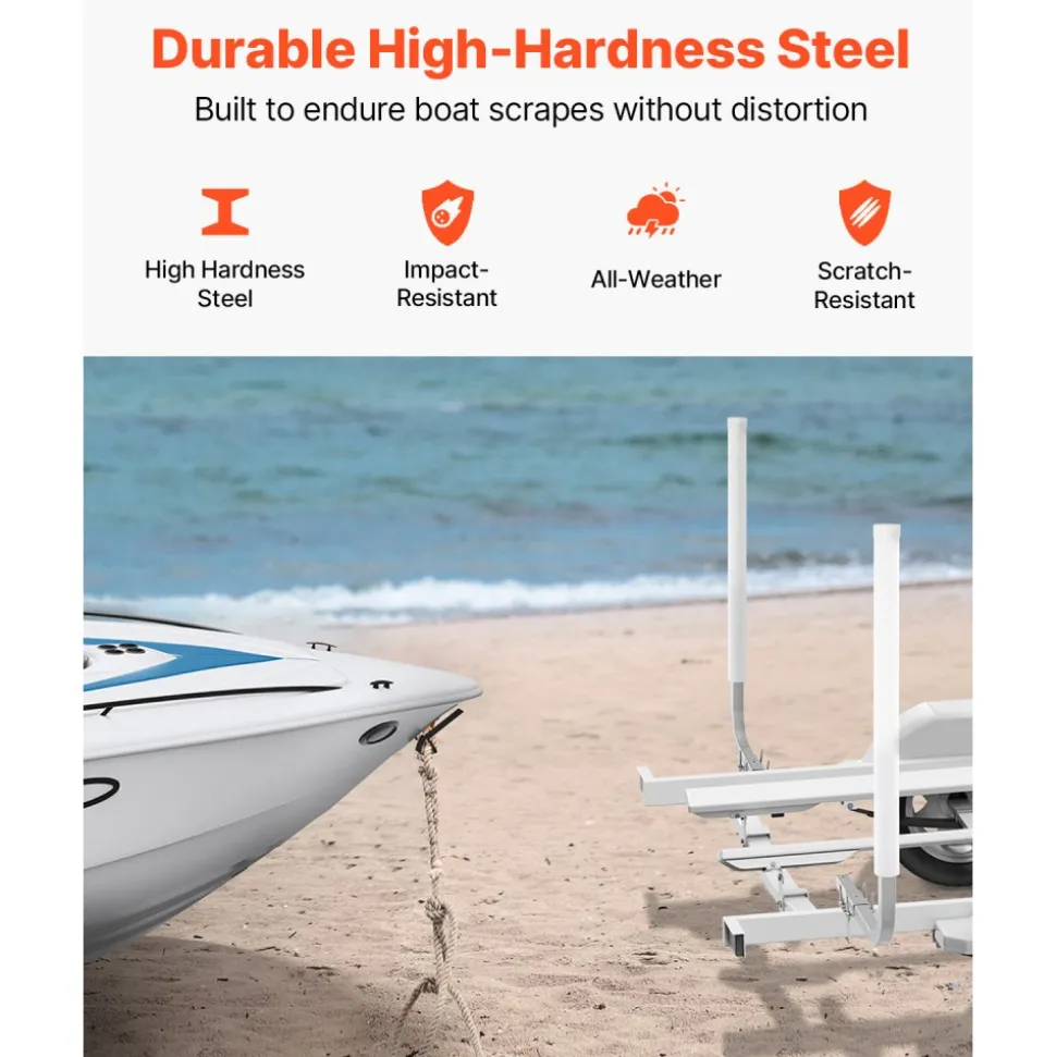 VEVOR Boat Trailer Guide, 60″ Adjustable Design Trailer Guide Poles, 2PCS High-Hardness Steel Trailer Guide-Ons, Trailer Guides with PVC Pipes, for Ski Boat, Fishing Boat or Sailboat Trailer