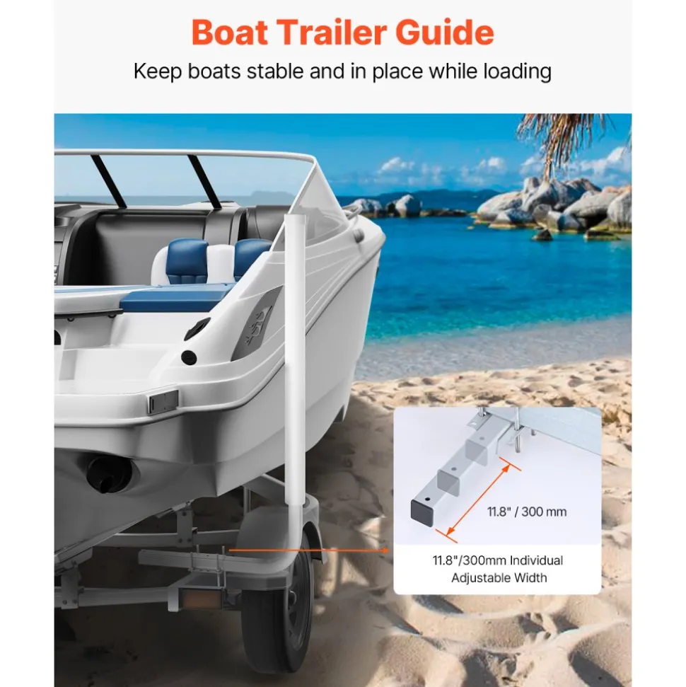 VEVOR Boat Trailer Guide, 60″ Adjustable Design Trailer Guide Poles, 2PCS High-Hardness Steel Trailer Guide-Ons, Trailer Guides with PVC Pipes, for Ski Boat, Fishing Boat or Sailboat Trailer