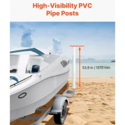 VEVOR Boat Trailer Guide, 60″ Adjustable Design Trailer Guide Poles, 2PCS High-Hardness Steel Trailer Guide-Ons, Trailer Guides with PVC Pipes, for Ski Boat, Fishing Boat or Sailboat Trailer