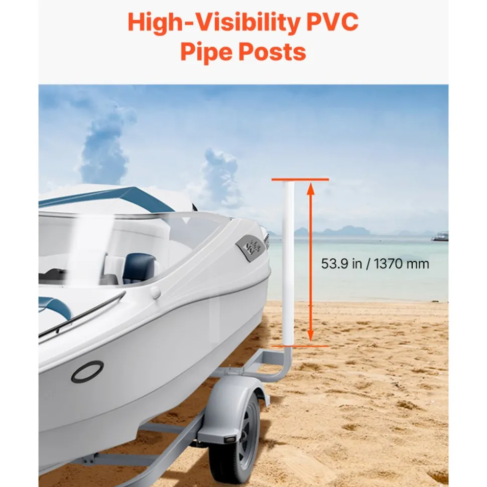 VEVOR Boat Trailer Guide, 60″ Adjustable Design Trailer Guide Poles, 2PCS High-Hardness Steel Trailer Guide-Ons, Trailer Guides with PVC Pipes, for Ski Boat, Fishing Boat or Sailboat Trailer