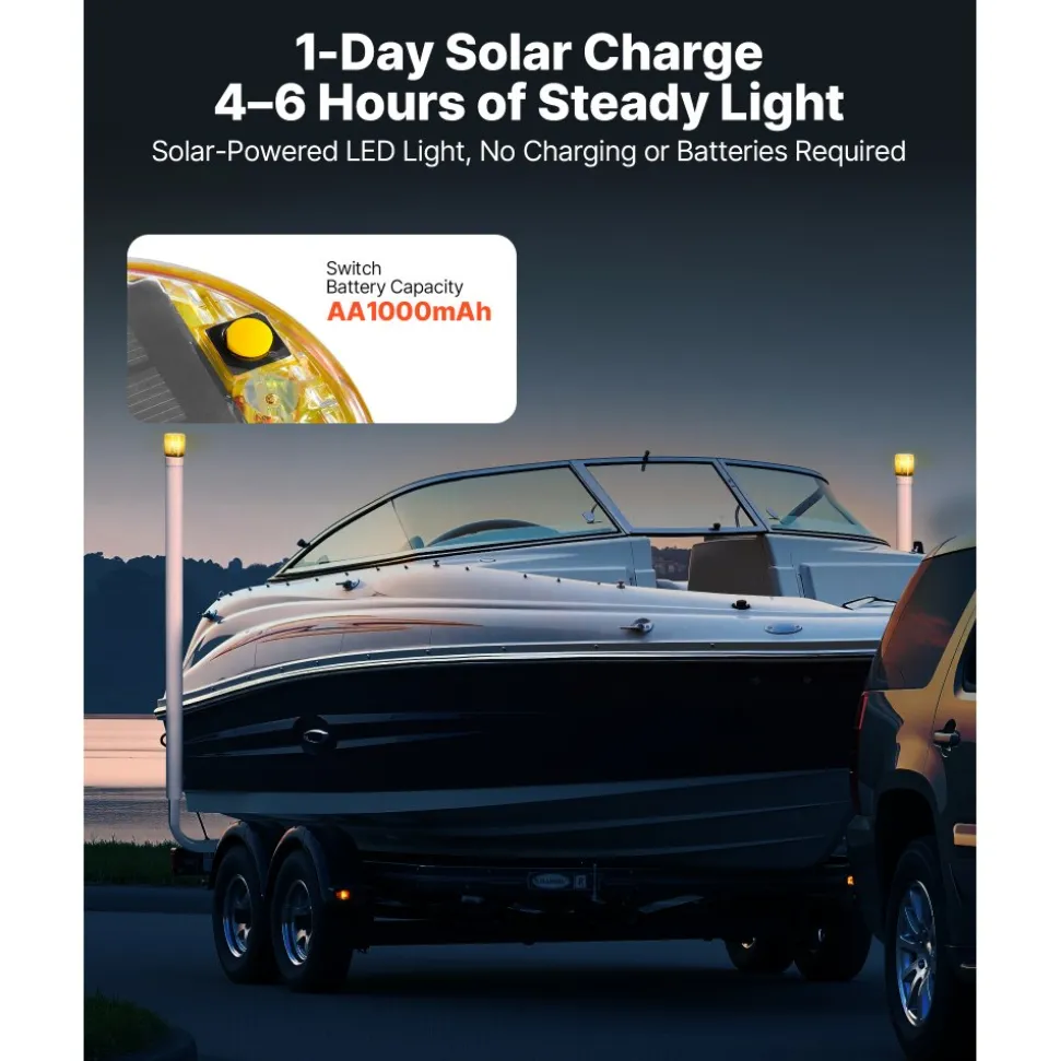 VEVOR Boat Trailer Guide, 65.7 in with LED Light Trailer Guide Poles, 2PCS High-Hardness Steel Guide-Ons, Wide Adjustable Trailers Guides with PVC Pipes, for Ski Boat, Fishing Boat, Sailboat Trailers