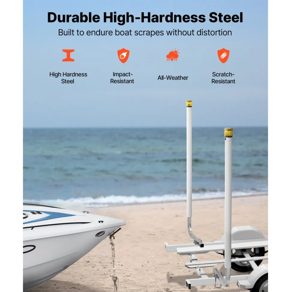 VEVOR Boat Trailer Guide, 65.7 in with LED Light Trailer Guide Poles, 2PCS High-Hardness Steel Guide-Ons, Wide Adjustable Trailers Guides with PVC Pipes, for Ski Boat, Fishing Boat, Sailboat Trailers