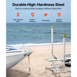 VEVOR Boat Trailer Guide, 46 in with LED Light Trailer Guide Poles, 2PCS High-Hardness Steel Guide-Ons, Wide Adjustable Trailers Guides with PVC Pipes, for Ski Boat, Fishing Boat or Sailboat Trailers