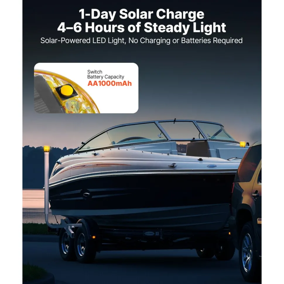 VEVOR Boat Trailer Guide, 46 in with LED Light Trailer Guide Poles, 2PCS High-Hardness Steel Guide-Ons, Wide Adjustable Trailers Guides with PVC Pipes, for Ski Boat, Fishing Boat or Sailboat Trailers