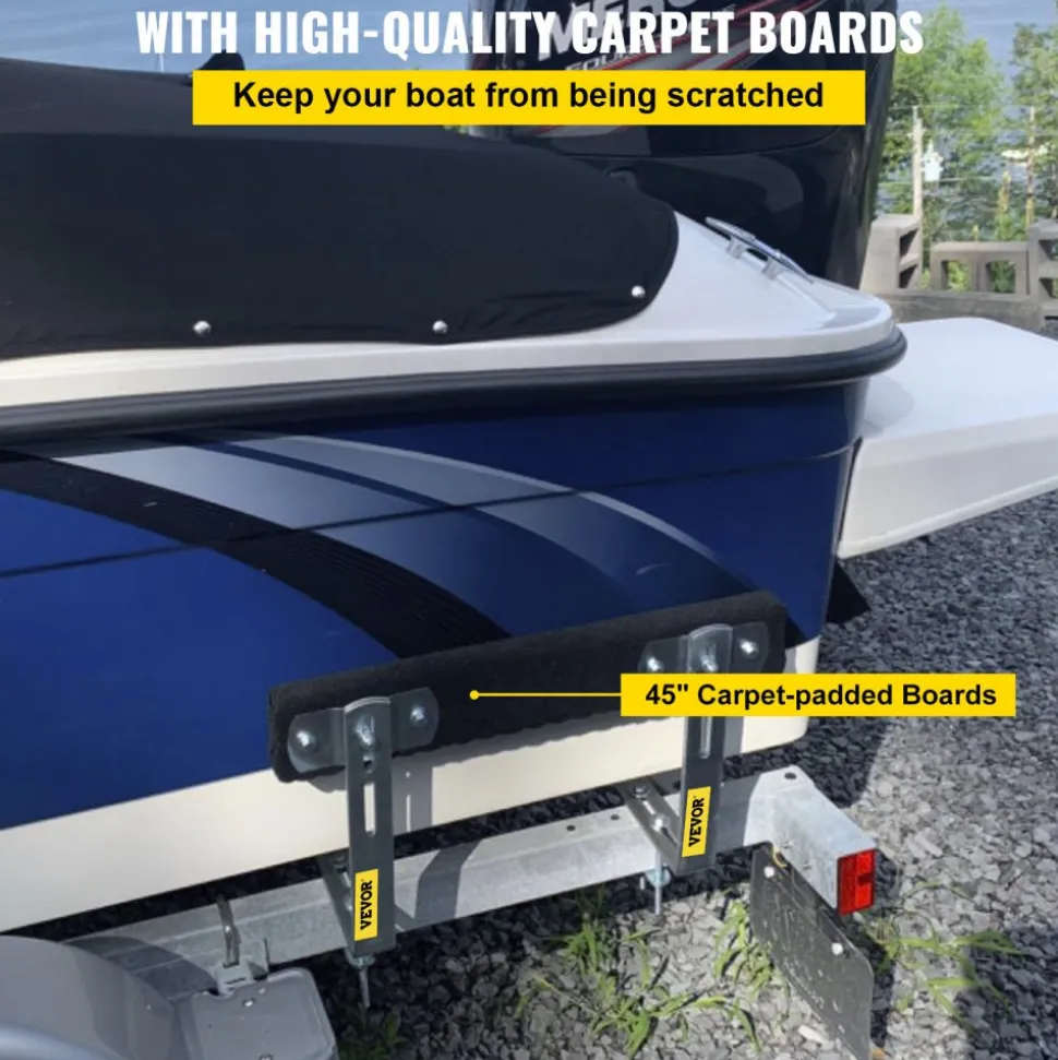 VEVOR Boat Trailer Guide-ons, 48", 2 PCS Rustproof Steel Trailer Guide ons, Trailer Guides with Carpet-Padded Boards, Mounting Parts Included, for Ski Boat, Fishing Boat or Sailboat Trailer