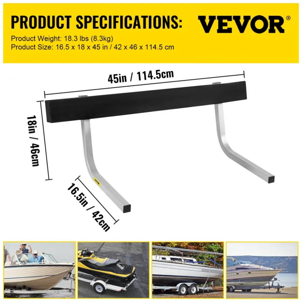 VEVOR Boat Trailer Guide-ons, 2 PCS Rustproof Steel Trailer Guide ons, Trailer Guides with Carpet-Padded Boards, Mounting Parts Included, for Ski Boat, Fishing Boat or Sailboat Trailer