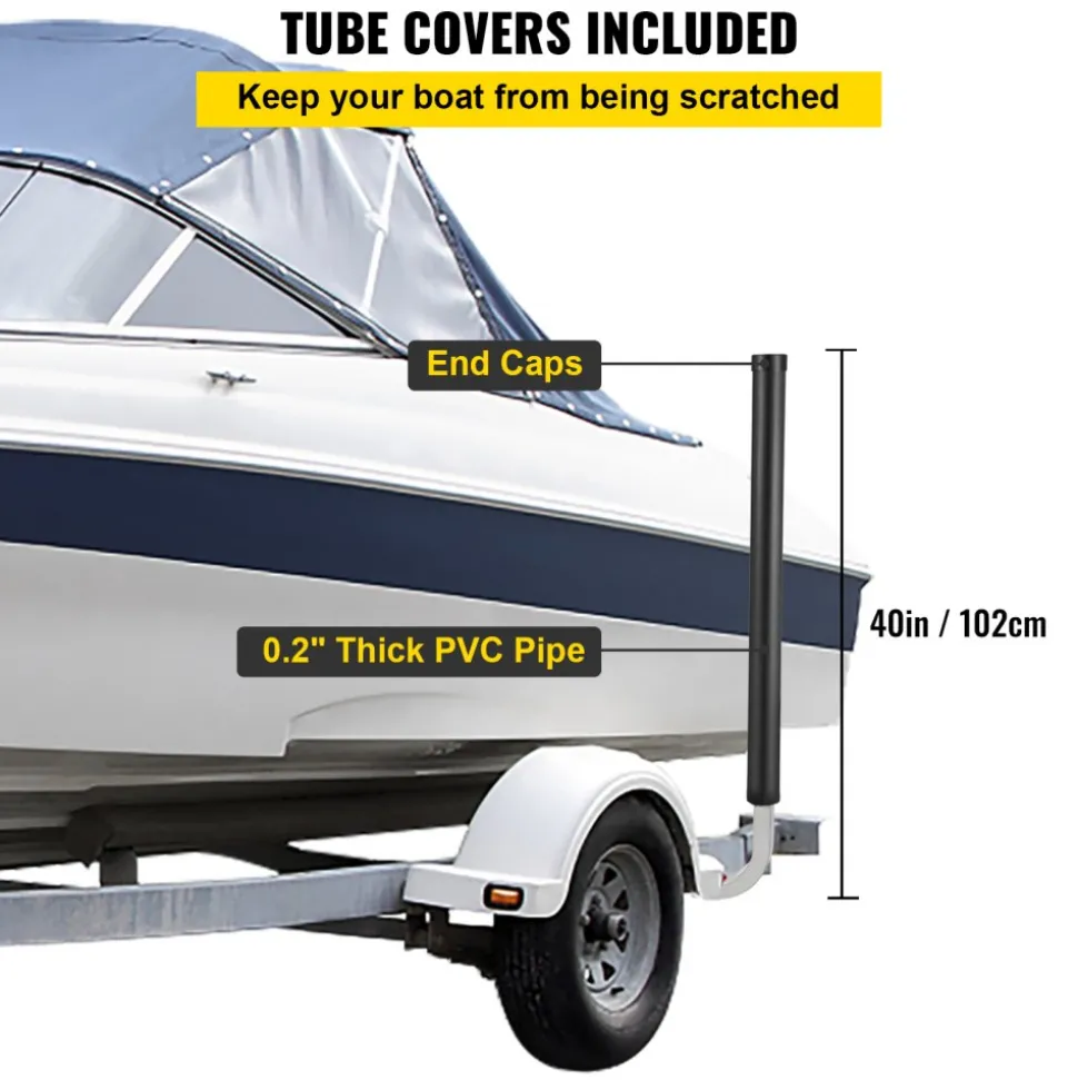 VEVOR Boat Trailer Guide-ons, 40", 2PCS Rustproof Galvanized Steel Trailer Guide ons, Trailer Guides with Black PVC Pipes, Mounting Parts Included, for Ski Boat, Fishing Boat or Sailboat Trailer