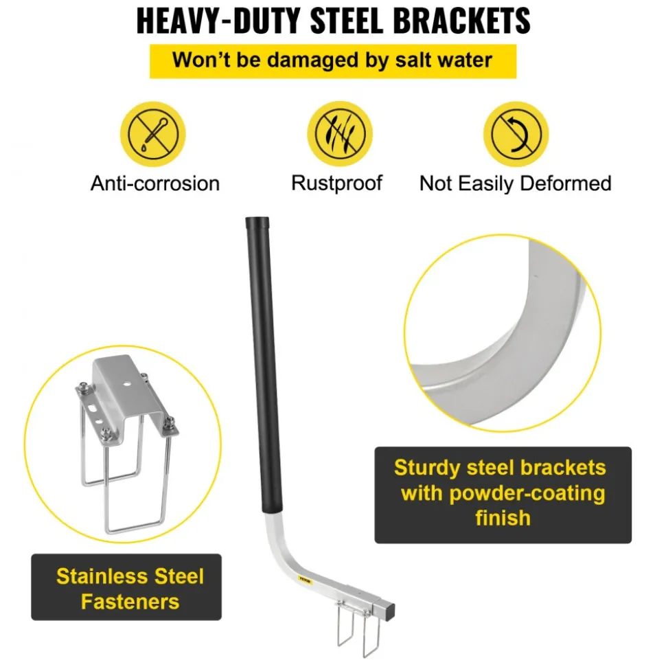 VEVOR Boat Trailer Guide-ons, 40", 2PCS Rustproof Galvanized Steel Trailer Guide ons, Trailer Guides with Black PVC Pipes, Mounting Parts Included, for Ski Boat, Fishing Boat or Sailboat Trailer