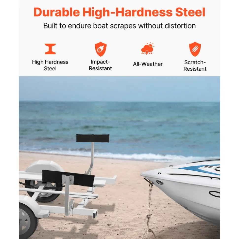 VEVOR Boat Trailer Guide, 2PCS Adjustable Short Bunk Guide-Ons, Hardened Steel Trailer Guide Poles with Soft Cushion, Heavy Duty Roller Guide Design, for Ski Boat, Fishing Boat or Sailboat Trailer