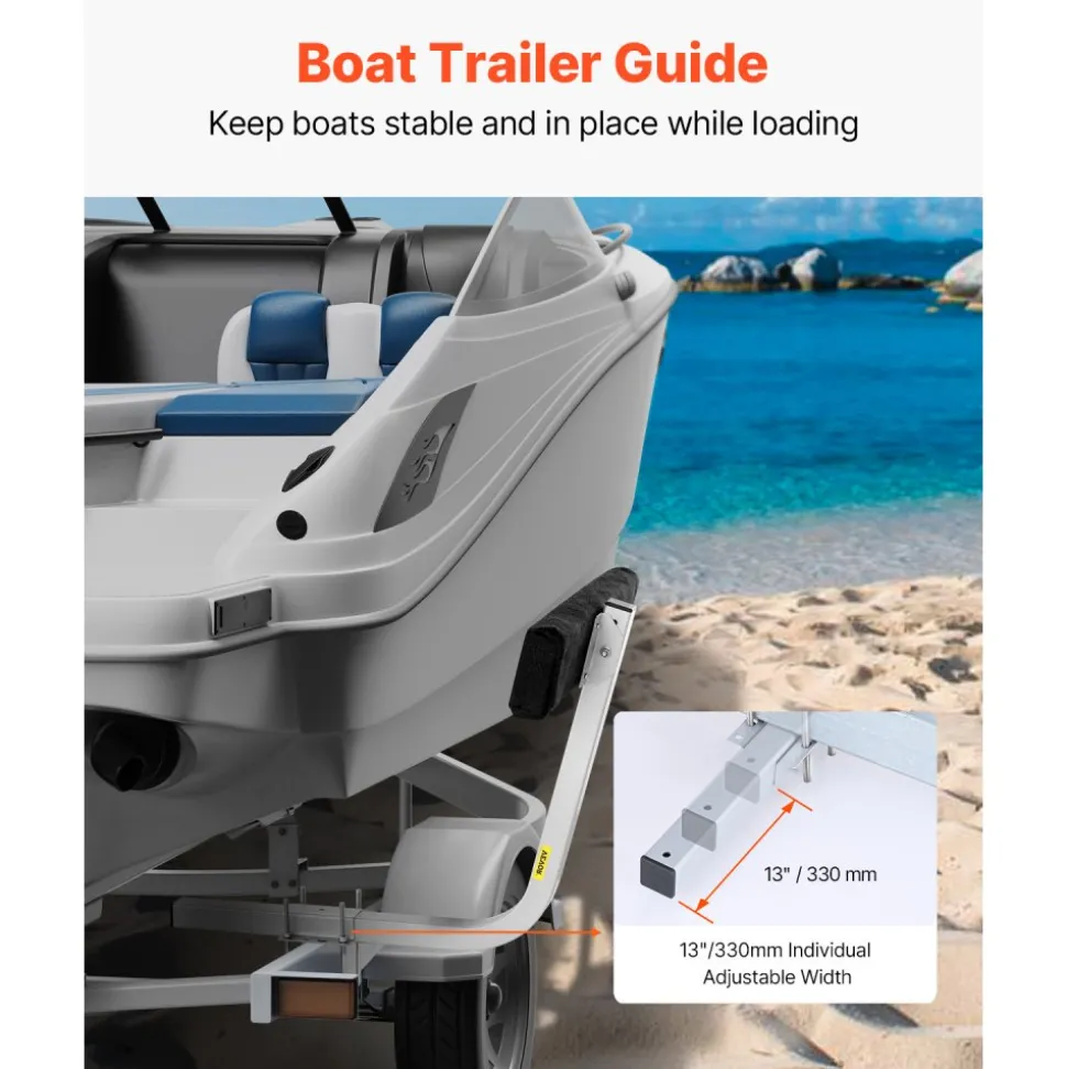 VEVOR Boat Trailer Guide, 2PCS Adjustable Short Bunk Guide-Ons, Hardened Steel Trailer Guide Poles with Soft Cushion, Heavy Duty Roller Guide Design, for Ski Boat, Fishing Boat or Sailboat Trailer