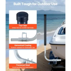 VEVOR Boat Trailer Guides, 16.7 in/18.7 in Height Adjustable Trailers Guide, 2PCS Thickened Steel Trailer Guide-Ons with Thick Support Pads, Fits L-Beam, Box or C-Channel Bunk-Style Pontoon Trailers