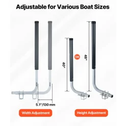 VEVOR Boat Trailer Guides, 16.7 in/18.7 in Height Adjustable Trailers Guide, 2PCS Thickened Steel Trailer Guide-Ons with Thick Support Pads, Fits L-Beam, Box or C-Channel Bunk-Style Pontoon Trailers