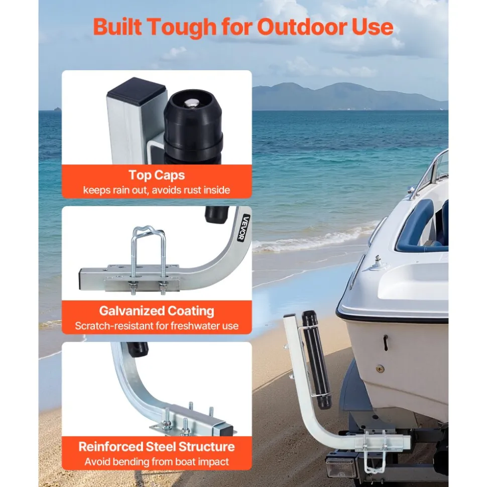 VEVOR Boat Trailer Guides, 18.5 in/20.5 in Height Adjustable Trailers Guide, 2PCS Thickened High-Duty Steel Trailer Guide-Ons with Smooth Roller Guidance, for V-Hull Boats, Small to Mid-Size Boats