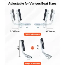 VEVOR Boat Trailer Guides, 18.5 in/20.5 in Height Adjustable Trailers Guide, 2PCS Thickened High-Duty Steel Trailer Guide-Ons with Smooth Roller Guidance, for V-Hull Boats, Small to Mid-Size Boats