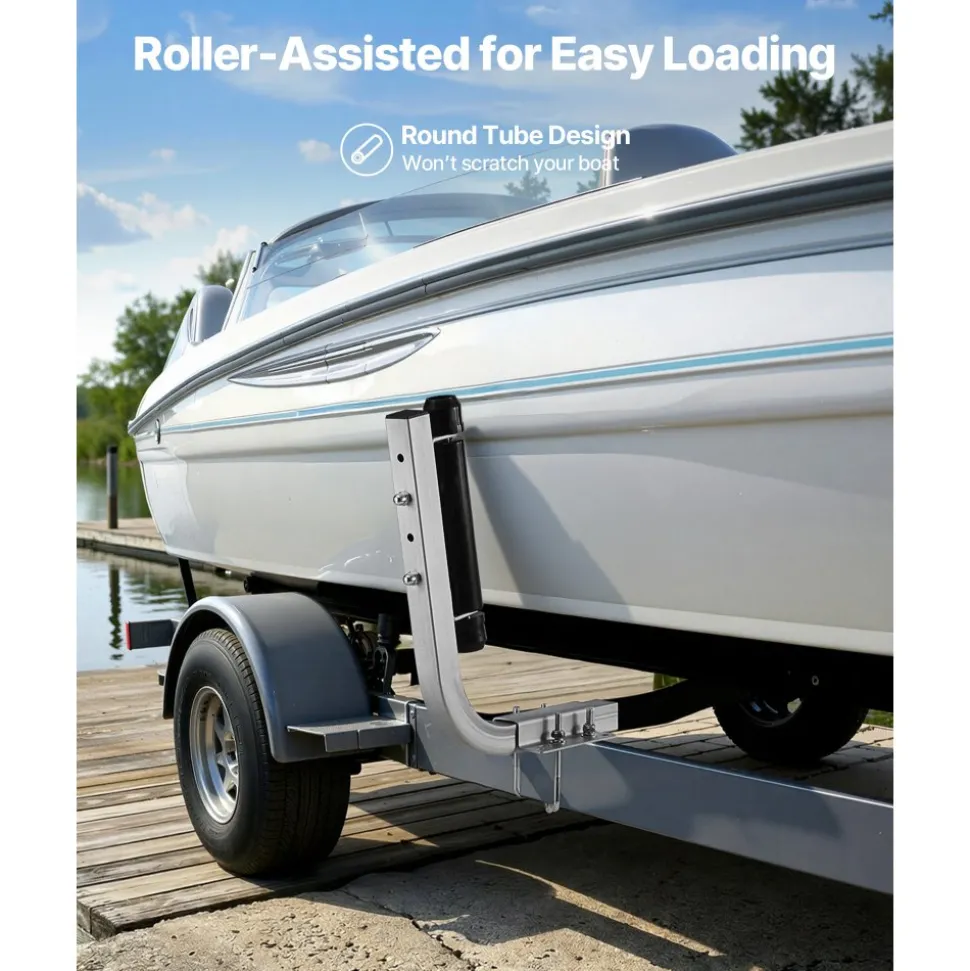 VEVOR Boat Trailer Guides, 18.5 in/20.5 in Height Adjustable Trailers Guide, 2PCS Thickened High-Duty Steel Trailer Guide-Ons with Smooth Roller Guidance, for V-Hull Boats, Small to Mid-Size Boats