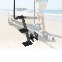 VEVOR Boat Trailer Steps, 3-Step, Heavy-Duty Boat Trailer Steps with Handle, Non-Slip Surface, 3 Mounting Angle Options, Carbon Steel Ladder Suitable for 3