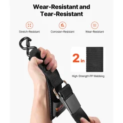 VEVOR Boat Trailer Transom Straps, 2 in x 4 ft Ratchet Tie Down Straps with Security Lock S Hooks, 2 Pack Heavy Duty Ratchet Tie Down Straps with 1500 lbs Break Strength, for Trailers, Vehicles, Boat