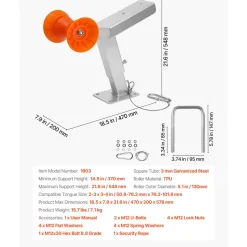 VEVOR Boat Trailer Winch Stand with Roller, Adjustable Height 14.3-21.6 Inches, Boat Winch Mount with U-Bolts for 2-3 Inches W x 3-4 Inches H Trailer Tongue, Fit for Jet Ski, Sailboat, Speedboat