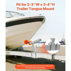 VEVOR Boat Trailer Winch Stand with Roller, Adjustable Height 14.3-21.6 Inches, Boat Winch Mount with U-Bolts for 2-3 Inches W x 3-4 Inches H Trailer Tongue, Fit for Jet Ski, Sailboat, Speedboat