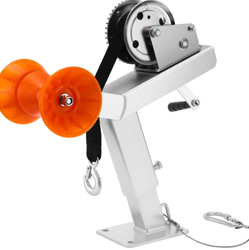 VEVOR Boat Trailer Winch Stand with Roller, 1200 lbs Winch & 2 in x 25 ft Winch Strap, Boat Winch Mount with U-Bolt for 2-3 Inches W x 3-4 Inches H Trailer Tongue, Fit for Jet Ski, Sailboat, Speedboat
