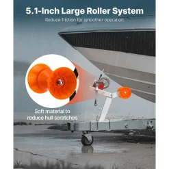 VEVOR Boat Trailer Winch Stand with Roller, 1200 lbs Winch & 2 in x 25 ft Winch Strap, Boat Winch Mount with U-Bolt for 2-3 Inches W x 3-4 Inches H Trailer Tongue, Fit for Jet Ski, Sailboat, Speedboat