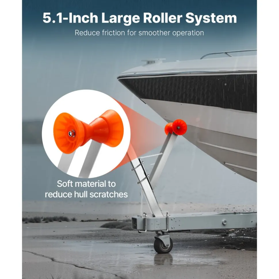 VEVOR Boat Trailer Winch Stand, 2 to 3-inch Winch Posts, Boat Trailer Winch Seat with TPU Orange Roller & U-Bolts, Suitable for Jet Ski, Sailboat, Fishing Boat, Speedboat (Galvanized), Silver