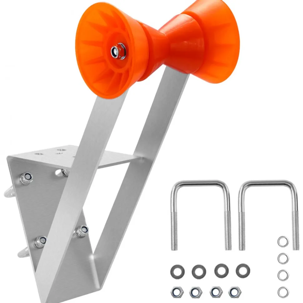 VEVOR Boat Trailer Winch Stand, 2 to 3-inch Winch Posts, Boat Trailer Winch Seat with TPU Orange Roller & U-Bolts, Suitable for Jet Ski, Sailboat, Fishing Boat, Speedboat (Galvanized), Silver