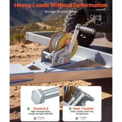VEVOR Boat Winch, 1600 lbs Hand Winch, Heavy Duty Manual Rope Crank with 32.8ft Steel Wire, Portable Two-Way Ratchet, Anti-Slip Handle, Easy Installation Gear for Boat Trailer ATV Towing