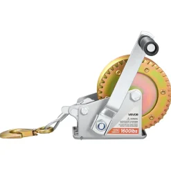 VEVOR Boat Winch, 1600 lbs Hand Winch, Heavy Duty Manual Rope Crank with 32.8ft Steel Wire, Portable Two-Way Ratchet, Anti-Slip Handle, Easy Installation Gear for Boat Trailer ATV Towing