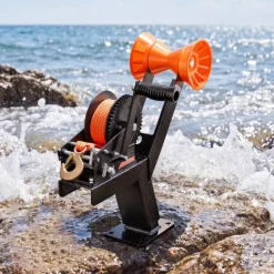 VEVOR Boat Winch, 3500 lbs Hand Winch, Heavy Duty Manual Rope Crank with 20ft Orange Polyester Strap, Portable Two-Way Ratchet, 2 Speed Switchable, Anti-Slip Handle Gear for Boat Trailer ATV Towing