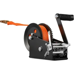 VEVOR Boat Winch, 3500 lbs Hand Winch, Heavy Duty Manual Rope Crank with 20ft Orange Polyester Strap, Portable Two-Way Ratchet, 2 Speed Switchable, Anti-Slip Handle Gear for Boat Trailer ATV Towing