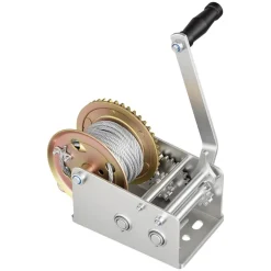 VEVOR Boat Winch, 3500 lbs Hand Winch, Heavy Duty Manual Rope Crank with 20ft Orange Polyester Strap, Portable Two-Way Ratchet, 2 Speed Switchable, Anti-Slip Handle Gear for Boat Trailer ATV Towing