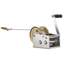 VEVOR Boat Winch, 3500 lbs Hand Winch, Heavy Duty Manual Rope Crank with 20ft Orange Polyester Strap, Portable Two-Way Ratchet, 2 Speed Switchable, Anti-Slip Handle Gear for Boat Trailer ATV Towing