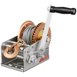 VEVOR Boat Winch, 3500 lbs Hand Winch, Heavy Duty Manual Rope Crank with 20ft Orange Polyester Strap, Portable Two-Way Ratchet, 2 Speed Switchable, Anti-Slip Handle Gear for Boat Trailer ATV Towing