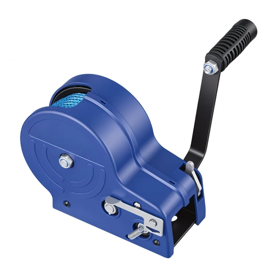 VEVOR Boat Winch, 3500 lbs Hand Winch, Heavy Duty Manual Rope Crank with 20ft Gray-Black Polyester Strap, Portable Two-Way Ratchet, Anti-Slip Handle Gear for Boat Trailer ATV Towing