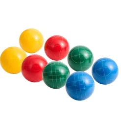 VEVOR Bocce Ball Set, 107 mm, with 8 Resin Balls, Pallino, Carrying Bag and Measuring Rope, Red/Green/Blue/Yellow 4 Colors, for 2 to 8 Players, Bocce Ball Game Set for Beach, Lawn, Family Backyard