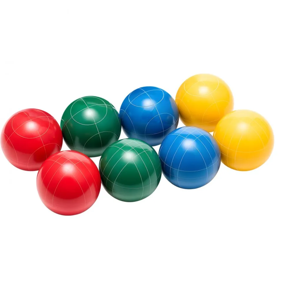 VEVOR Bocce Ball Set, 107 mm, with 8 Resin Balls, Pallino, Carrying Bag and Measuring Rope, Red/Green/Blue/Yellow 4 Colors, for 2 to 8 Players, Bocce Ball Game Set for Beach, Lawn, Family Backyard