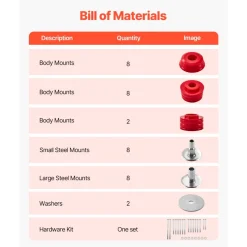 VEVOR Body Mount Bushing Kit, Compatible with 2008-2016 F250 F350 Super Duty, 60 PCS Polyurethane Body Mount Kit, Quick Replacement, Durable Components for Improving Bumpy Driving Performance, Red