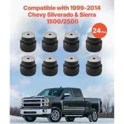 VEVOR Body Mount Bushing Kit, Compatible with 1999-2007 Ford F250 F350, 60 PCS Polyurethane Body Mount Kit, Quick Replacement, Durable Components for Improving Bumpy Driving Performance, Black