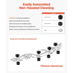 VEVOR Body Mount Bushing Kit, Compatible with 1999-2007 Ford F250 F350, 60 PCS Polyurethane Body Mount Kit, Quick Replacement, Durable Components for Improving Bumpy Driving Performance, Black