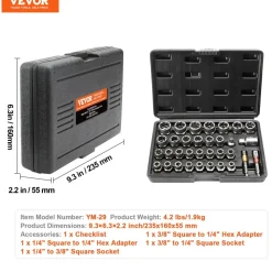 VEVOR Bolt Extractor Set, 29-Piece Bolt and Nut Remover Set, 6mm to 10mm, 13/32